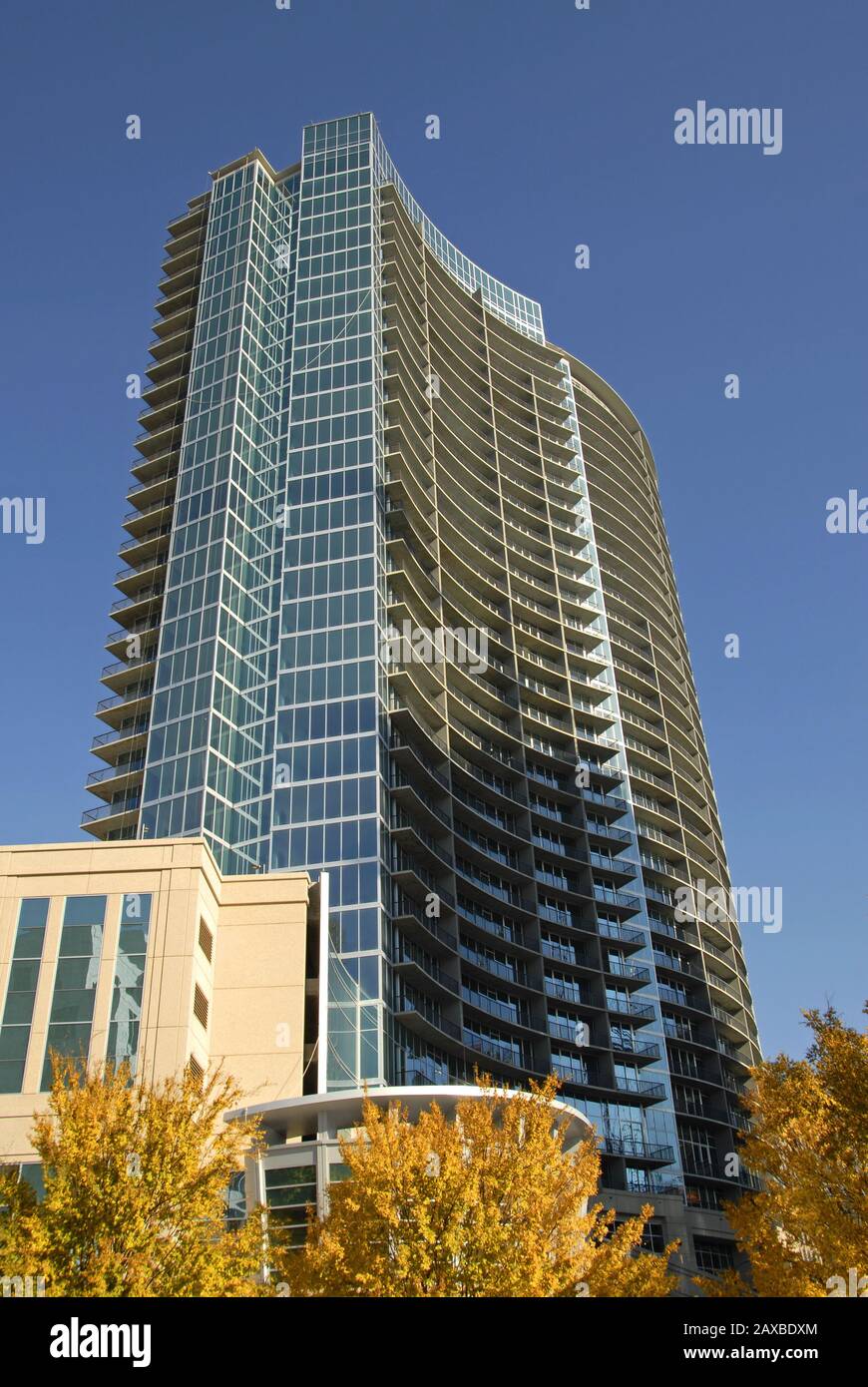 Modern Highrise Building with Residential, Retail and Office Space in