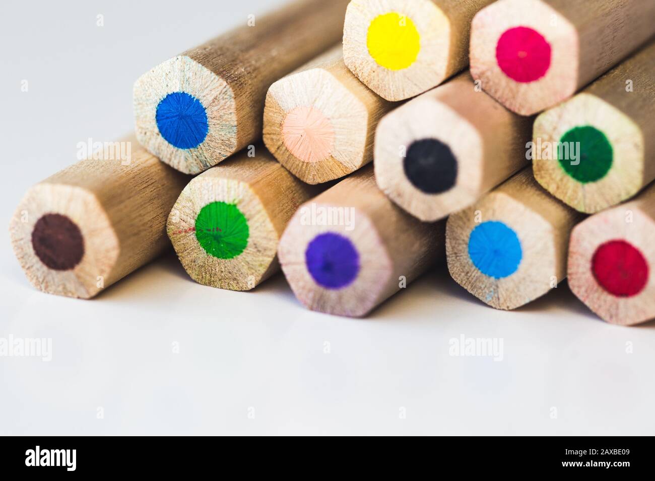 Colored pencils macro, can be used as a white background Stock Photo