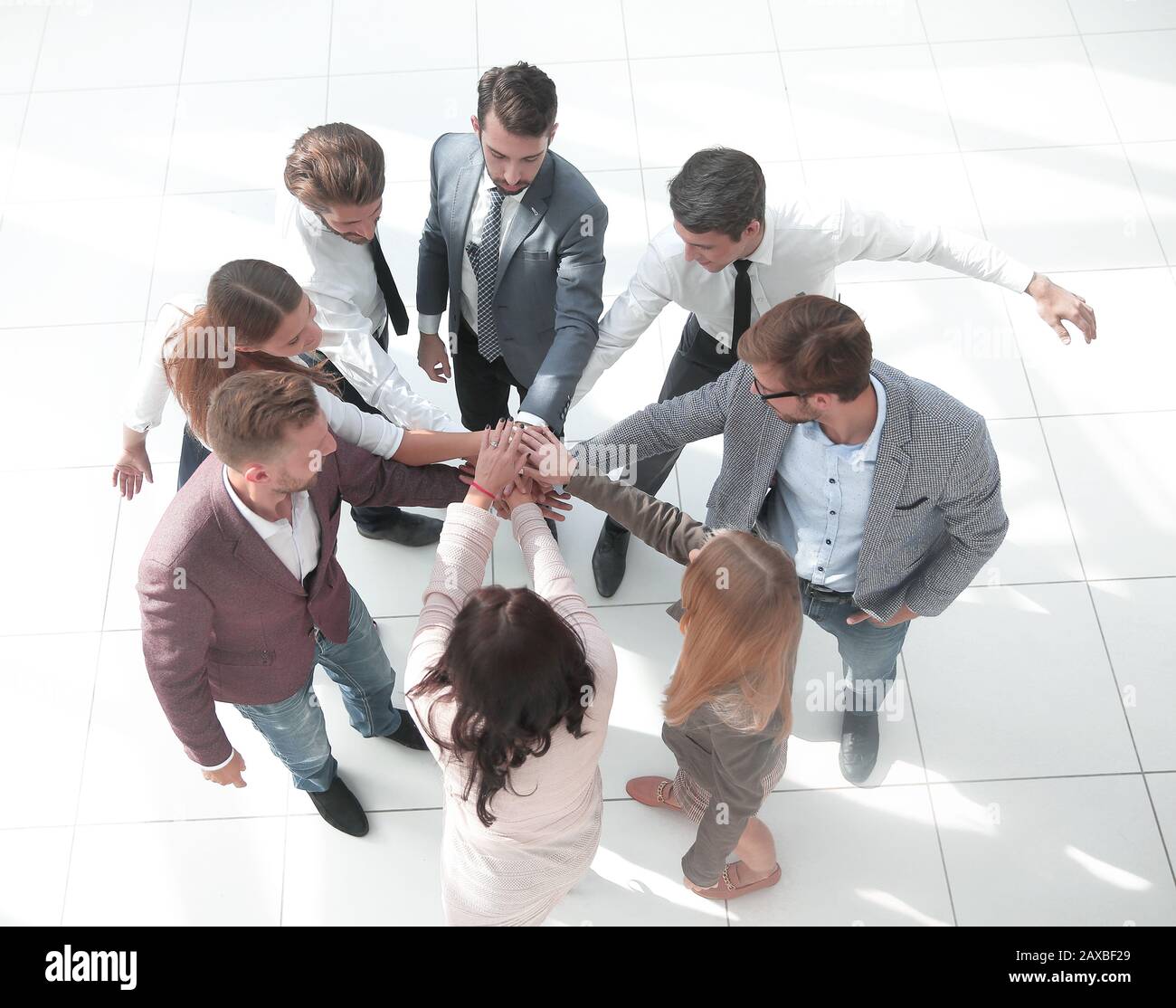 top view. corporate business team showing their unity Stock Photo - Alamy