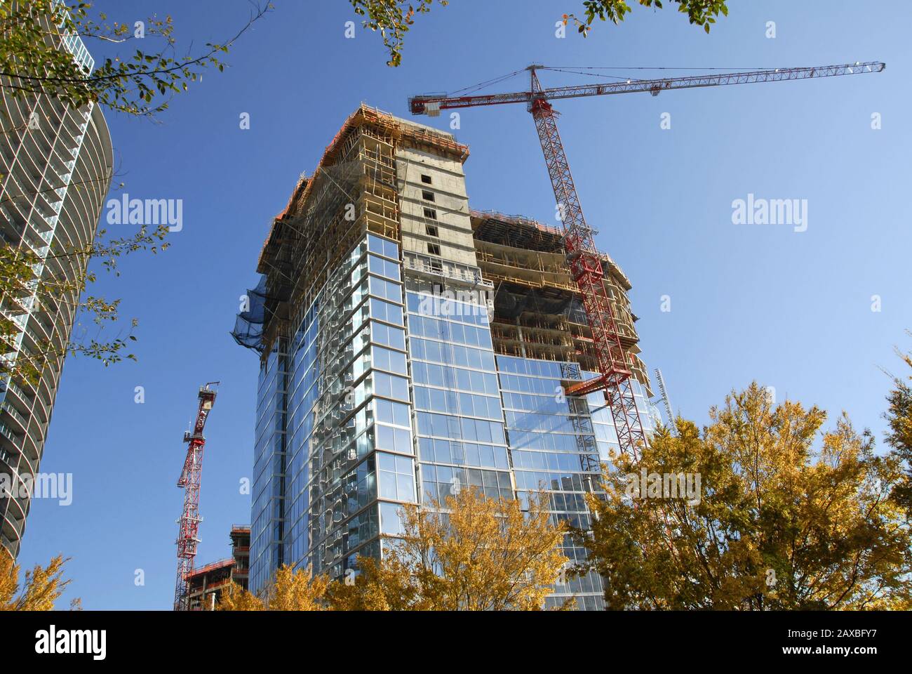 Skyscraper being Constructed with Residential, Retail and Office Space Stock Photo