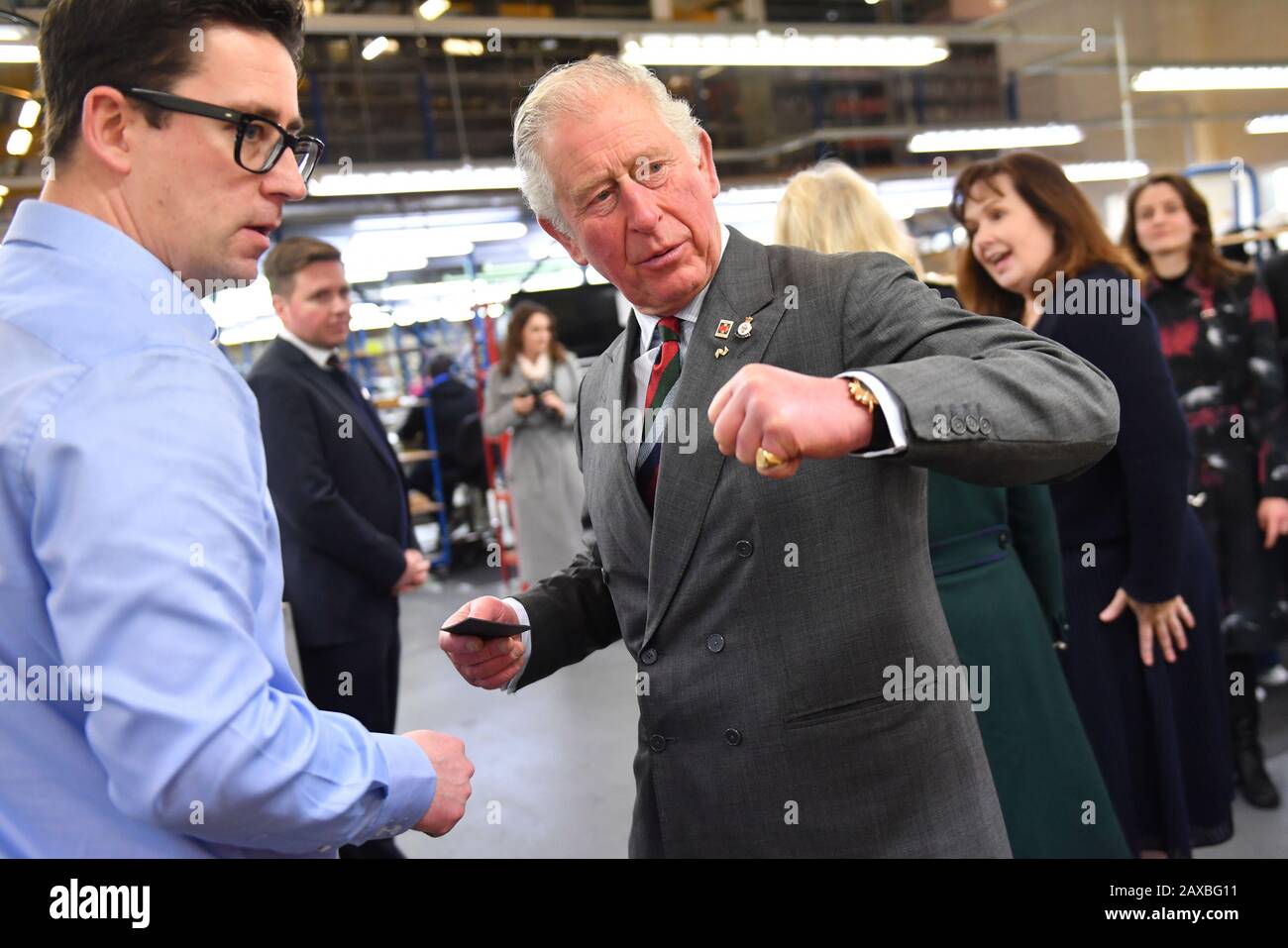 The Prince of Wales during a visit to The Cambridge Satchel Company, Leicester. Stock Photo