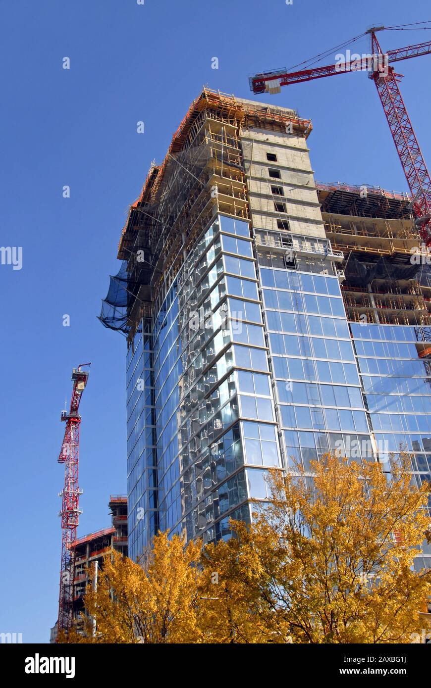 Skyscraper being Constructed with Residential, Retail and Office Space Stock Photo