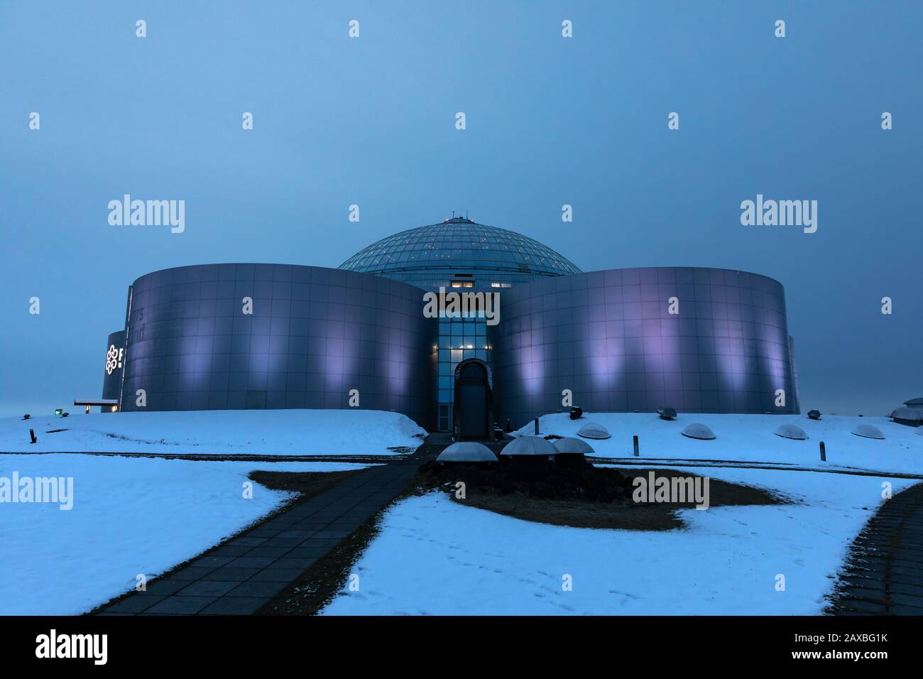 Reykjavik, Iceland - 18 January 2020: The Perlan Museum and Planitarium in Reykjavik. This modern building consists of tanks filled with geothermal wa Stock Photo