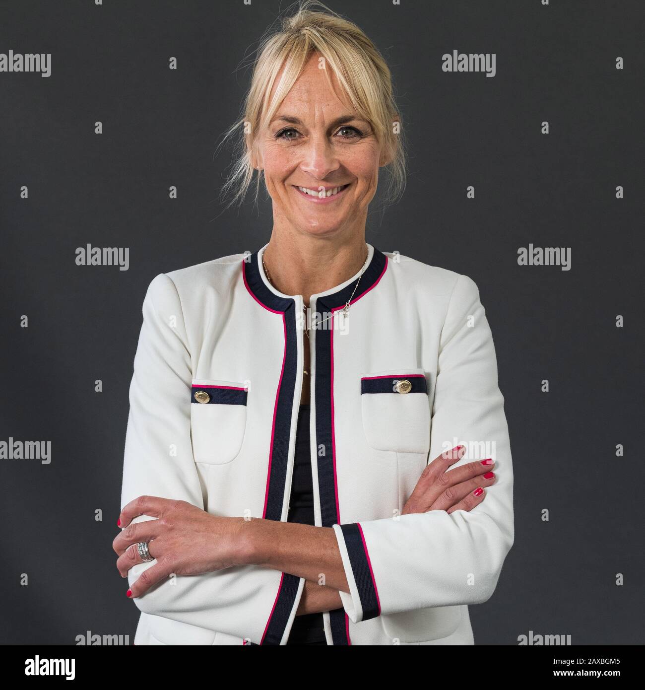 British journalist and news presenter Louise Minchin attends a photocall during the annual Edinburgh International Book Festival 2018 Stock Photo