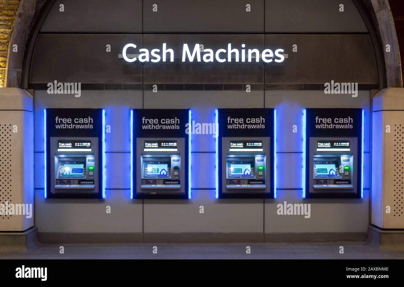 bank of can machines on London Bridge railway station,London,England Stock Photo