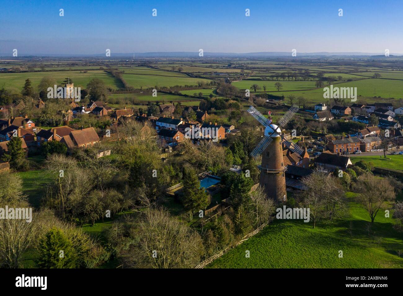 Quainton village and windmill,Aylesbury vale,Buckinghamshire,England Stock Photo