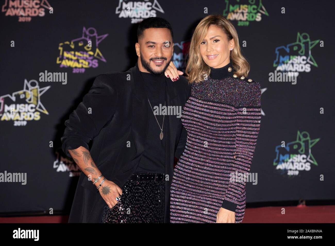 Vitaa and Slimane on the red carpet before the 2019 NRJ Music Awards ceremony in Cannes (south-eastern France), at the “Palais des Festivals” conventi Stock Photo