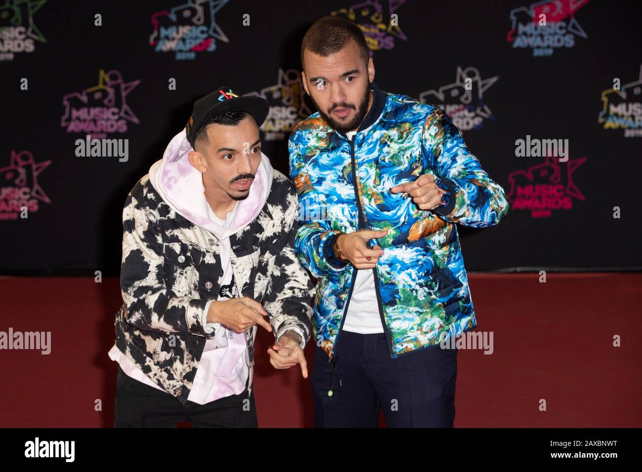 Bigflo and Oli on the red carpet before the 2019 NRJ Music Awards ceremony in Cannes (south-eastern France), at the “Palais des Festivals” convention Stock Photo