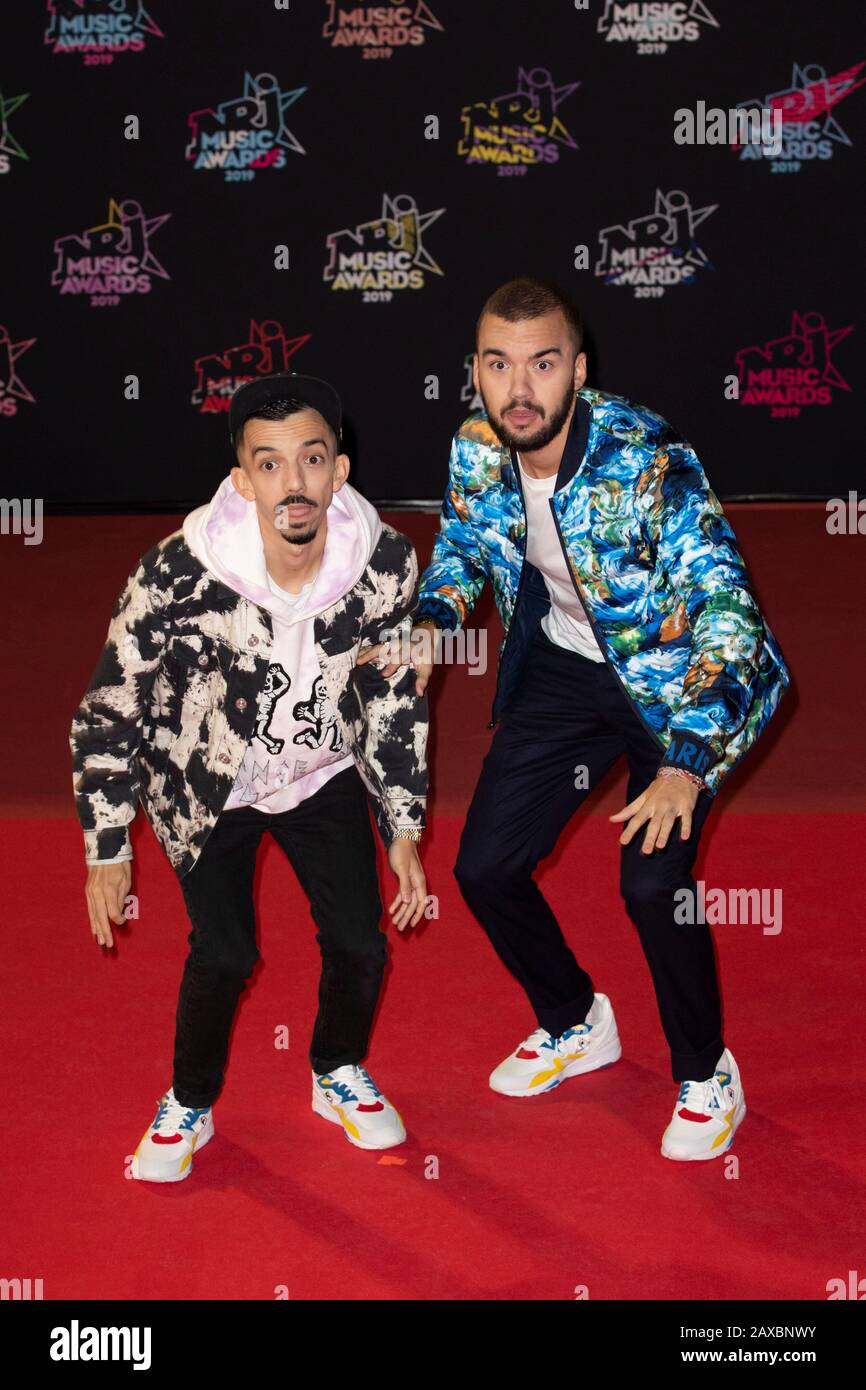 Bigflo and Oli on the red carpet before the 2019 NRJ Music Awards ceremony in Cannes (south-eastern France), at the “Palais des Festivals” convention Stock Photo
