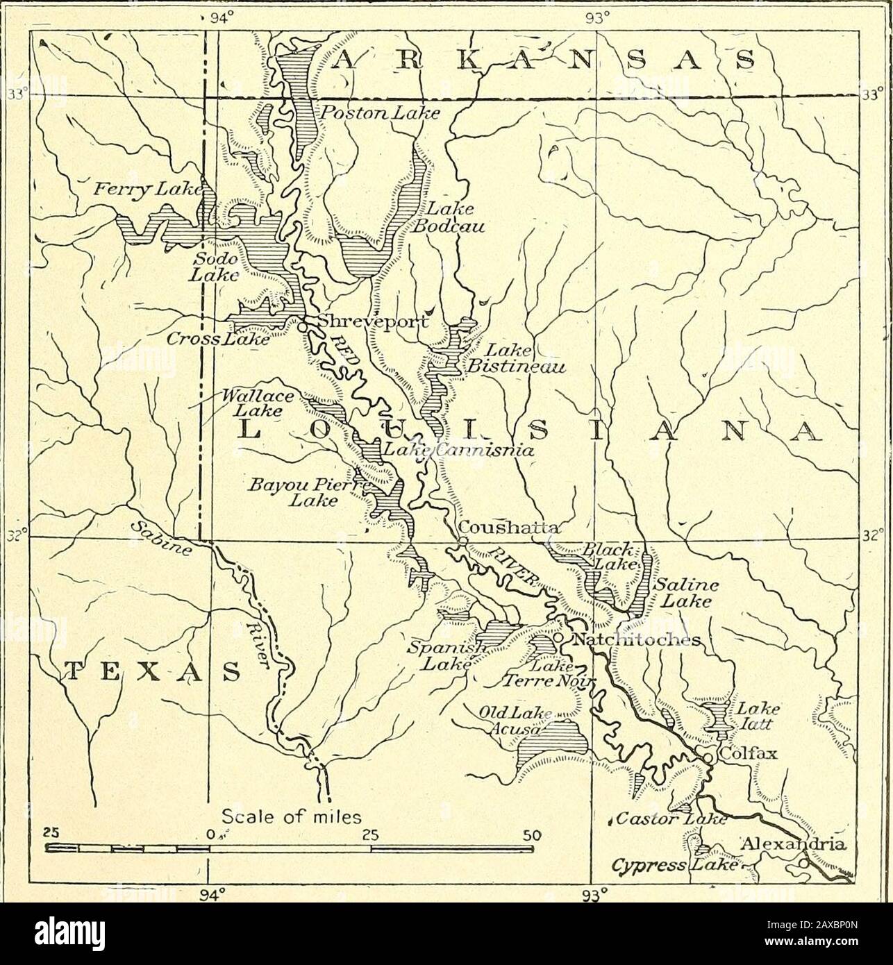 Forest physiography; physiography of the United States and principles of soils in relation to forestry . g. 214. — One of the timber jams composing the great Red River raft In buch a jam silt accumulatesvery rapidly and effectually fills the channel. (Veatch, U. S. Geo!. Surv.). Fig. 213. — Lakes of the Red River valley in Louisiana at their fullest recorded development. (Veatch, U. S. Geol. Surv.) p. S35 536 FOREST PHYSIOGRAPHY Stock Photo