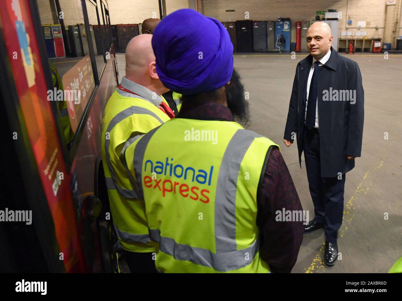 Javid Driver Chancellor of the Exchequer Sajid Javid meets bus drivers during a ...