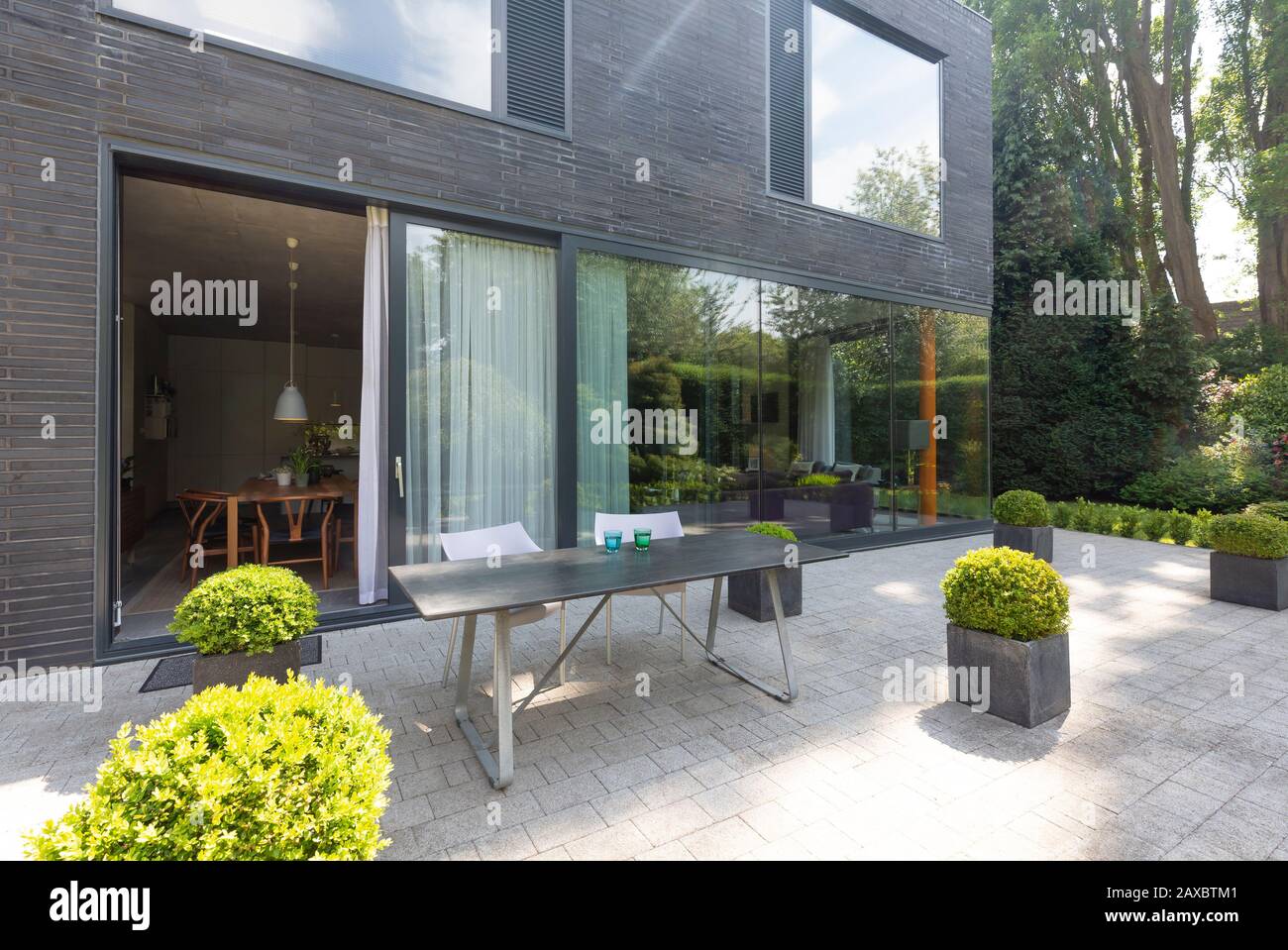 Modern house and patio Stock Photo