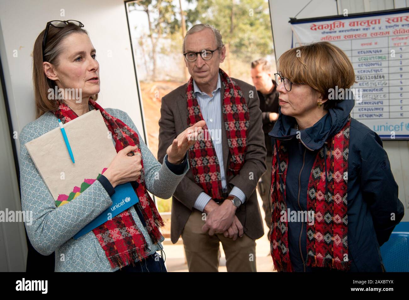 Nepal. 04th Feb, 2020. Elke Wisch, UNICEF representative for Nepal, Georg  Graf Waldersee, Chairman of UNICEF