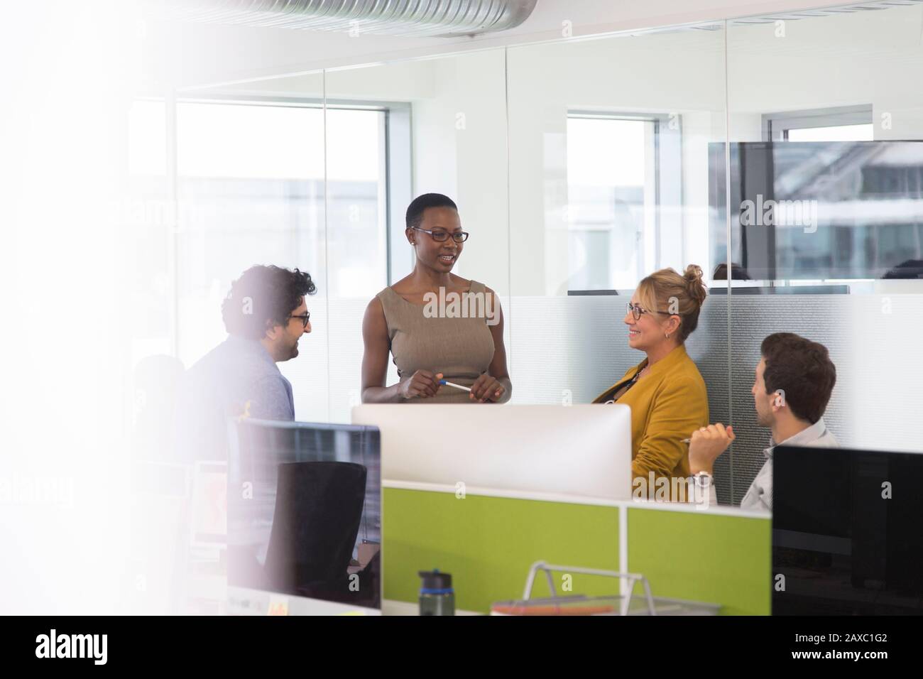 Business people talking, meeting in office Stock Photo
