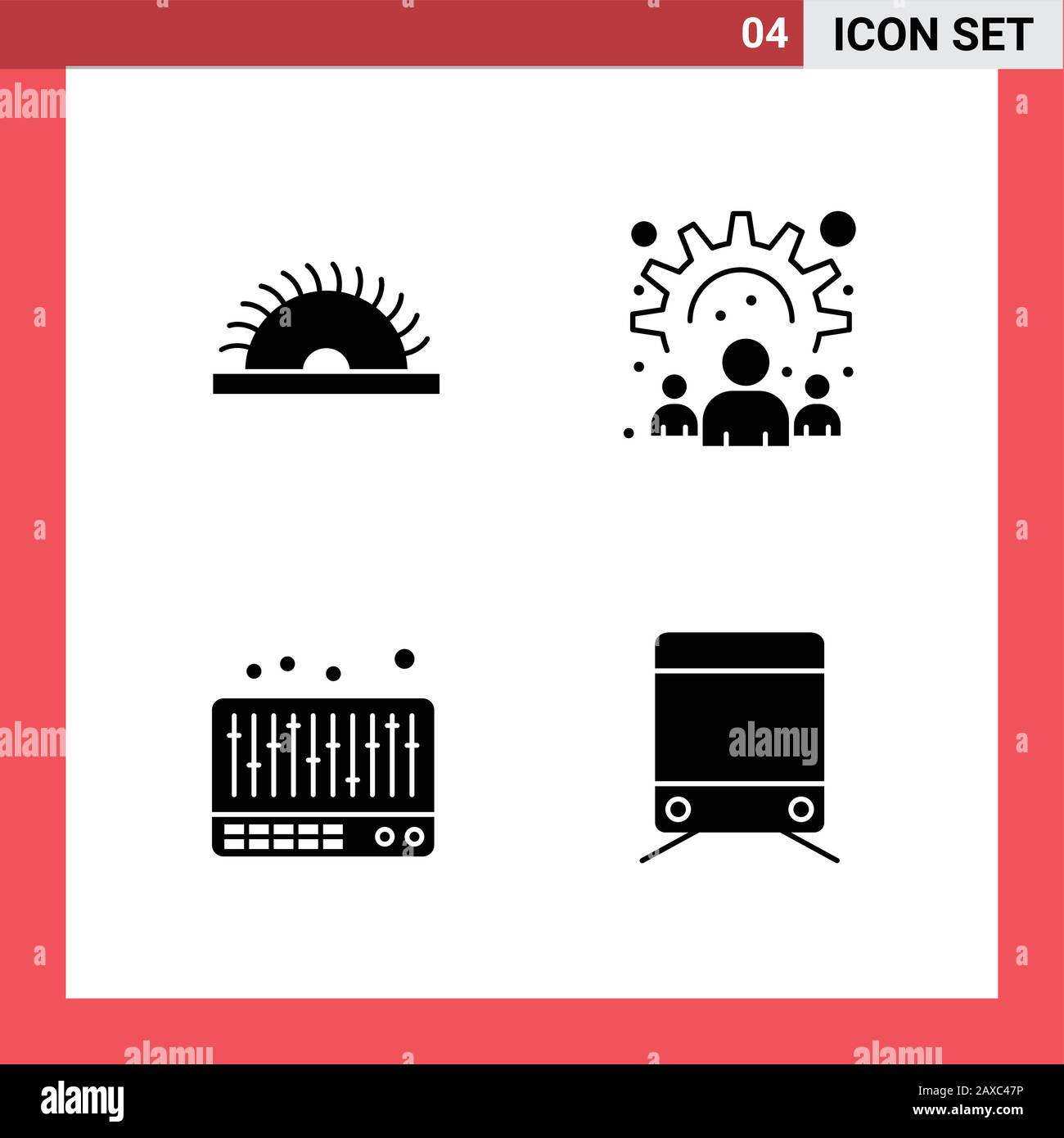 4 Icon Pack Solid Style Glyph Symbols on White Background. Simple Signs