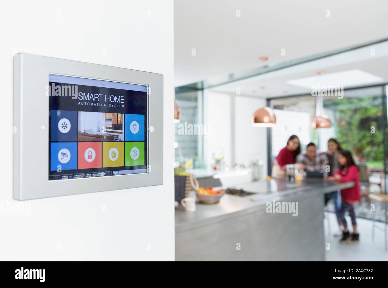 Touch screen smart home alarm system Stock Photo