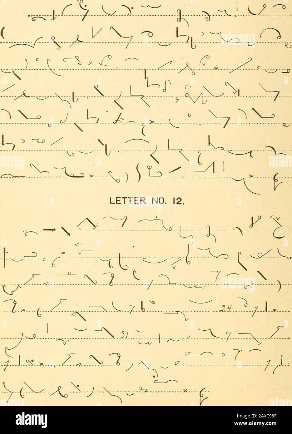 Van Sant manual of shorthand . ( -V H- £0- J# PC S...J.7. » .CL=&gt; LETTER NO. 4. - £- 4-t • - -   .d....^. :..c..O.. ..^C...(i.. ,Cb - &lt;b &lt;&? - ...*,! .4,. 220 READING EXERCISES. LETTER NO. 7. al^-%- J^^A. s,.!.^. T %V y v*= -^ v 4 LETTER NO. 8. ?r^---V V L  /«...«« ) ?^ ? A l .^....p...-rf.....:.... v*..L.  --/•• READING EXERCISES. 221 LETTER NO. 9. c^ * •=? .yi.. Q&gt; Y t *y 5V t Cw- 7*7 LETTER NO. 10. l^.^.y1  ^ PV ^ jT-4^-fcc- ./u. l s^ &gt; a-, y *---V /...x* -—r- £ ? v^r. 222 READING EXERCISES. LETTER NO. II.. READINO EXEKCISES. 223 LETTER NO. 13 zvv *f c^ ^o r ^ :...rp ...: Stock Photo