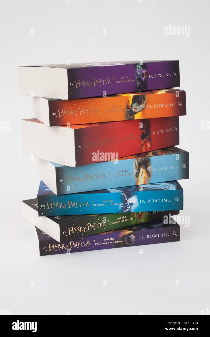 A pile of Harry potter books by J K Rowling Stock Photo