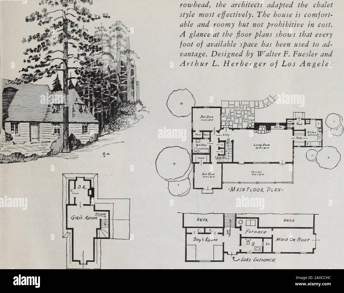Sunset . ?- (m. In building this vacation home on Lake Ar-rowhead, the  architects adapted the chaletstyle most effectively. The house is  comfort-able and roomy but not prohibitive in cost.A glance at, image size:1300x1108