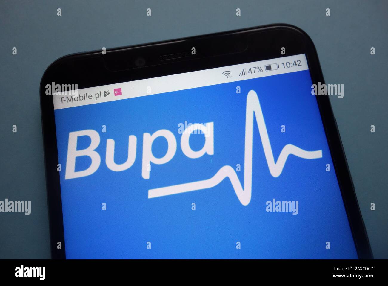 Bupa logo on smartphone Stock Photo