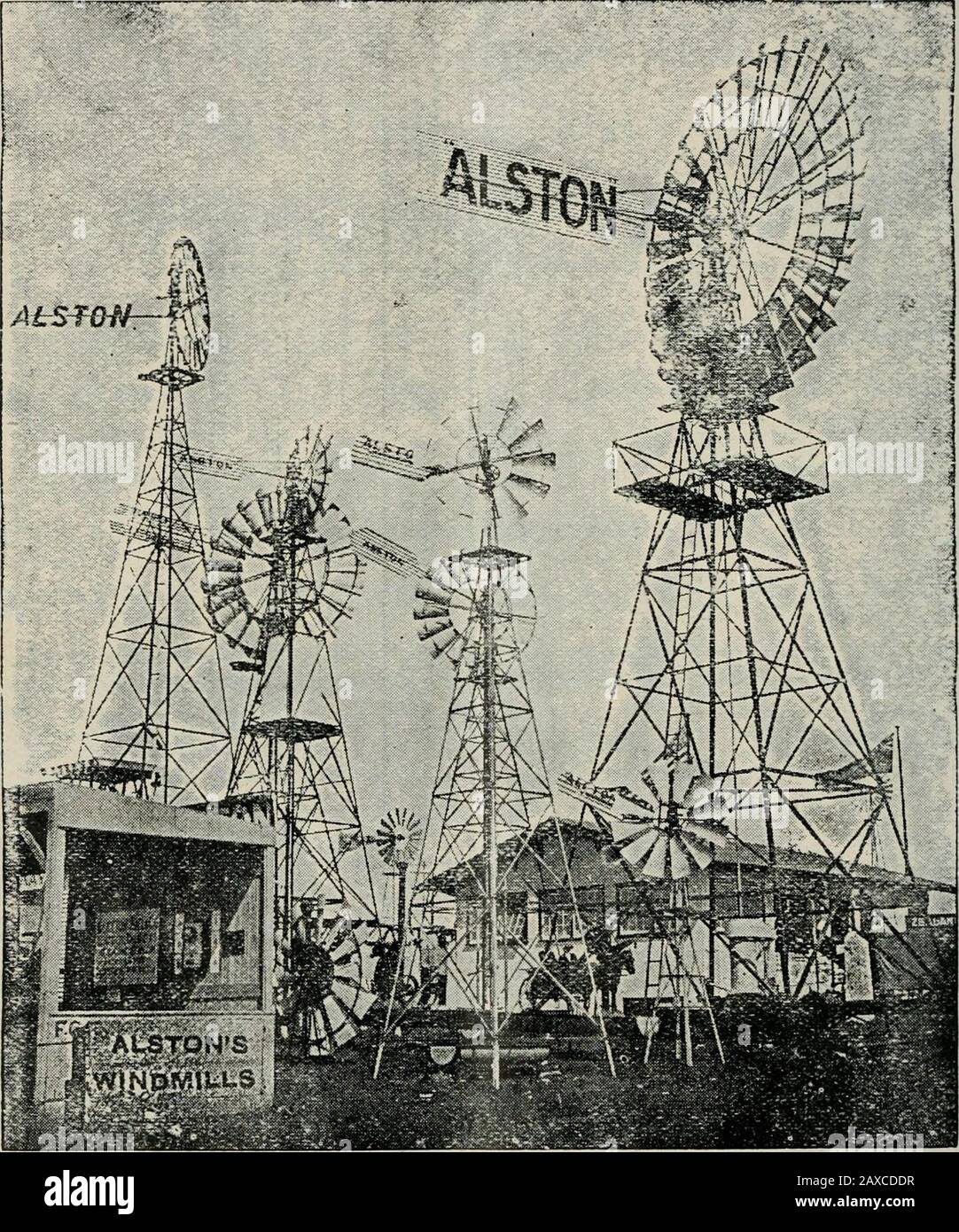 The Journal of the Department of Agriculture, Victoria . FWVWvVVN t/2 5 CQ ^ t/5 e&lt; H 330 w -t 6/3 ^ ?-J zj Journal of Agriculture, Victoria. [lo June, 1912. piston s Patent Windmills ?AT THE ROYAL SHOW.-. At the recent Iloyal Show a fine collection of Windmills was exhibited by James Alston,of Queens Bridge, Melbourne. Mills of all diameters, from 6 ft. to 25 ft. were shownat work, suitable to all requirements of farmers or stock raisers, the small Mills beingsuitable for lifting modei-ate supplies from shallow wells, while the larger sizes are capableof dealing with almost any depths. A s Stock Photo