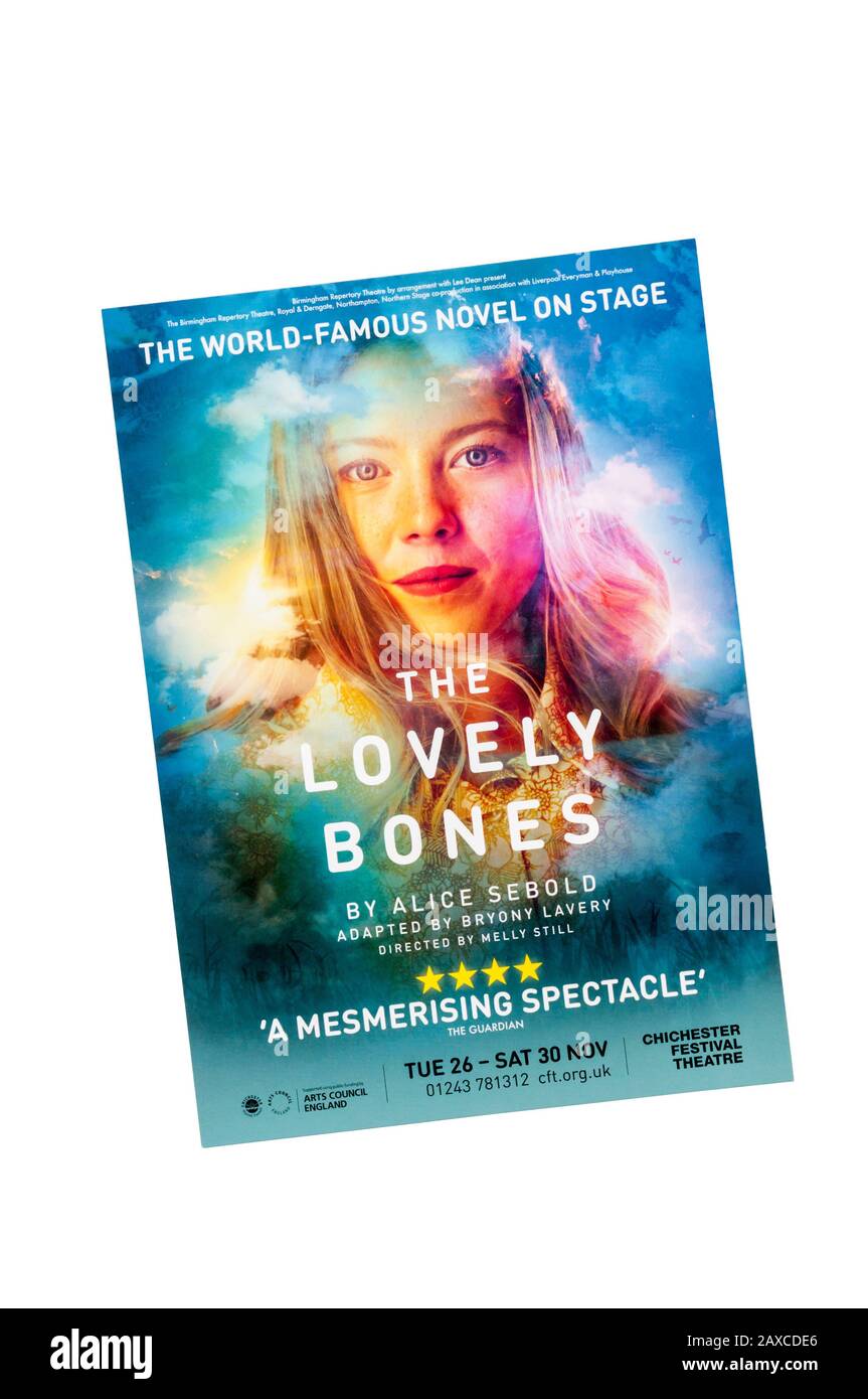 Promotional flyer for an adaptation of The Lovely Bones by Alice Sebold at Chichester Festival Theatre. Stock Photo