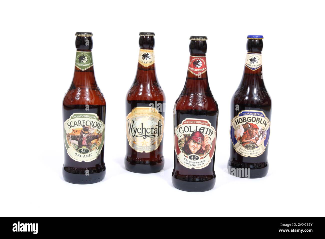 Local English beers from the Wychwood Brewery Stock Photo