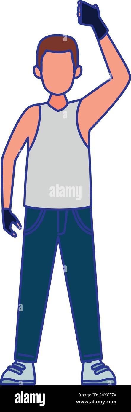 cartoon angry man standing with arm up, colorful design Stock Vector Image  & Art - Alamy