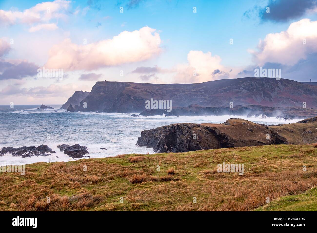 Glencolumbkille during storm Ciara in County Donegal - Ireland Stock ...