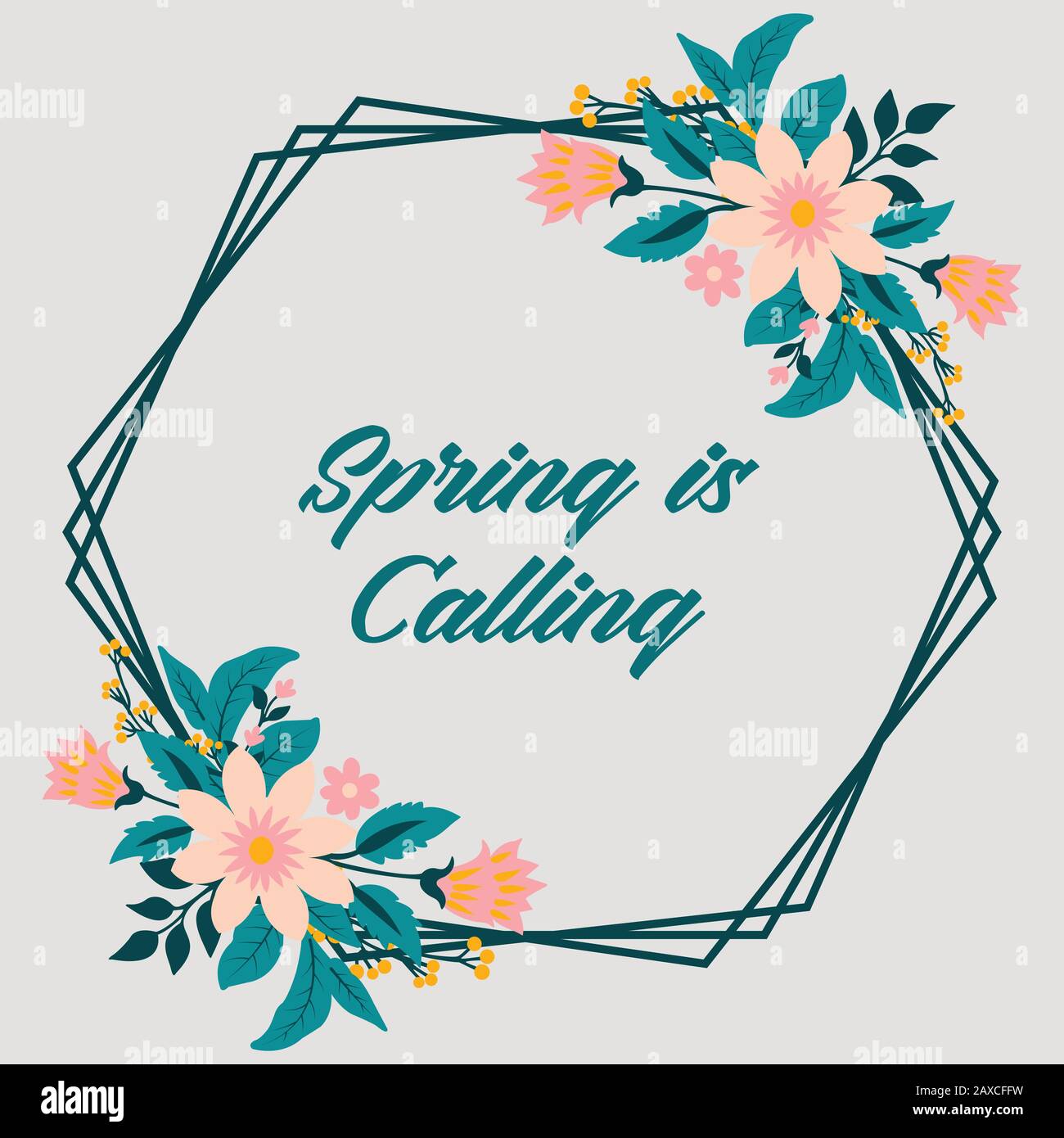 Ornate Pattern of leaf and flower frame, for spring calling greeting