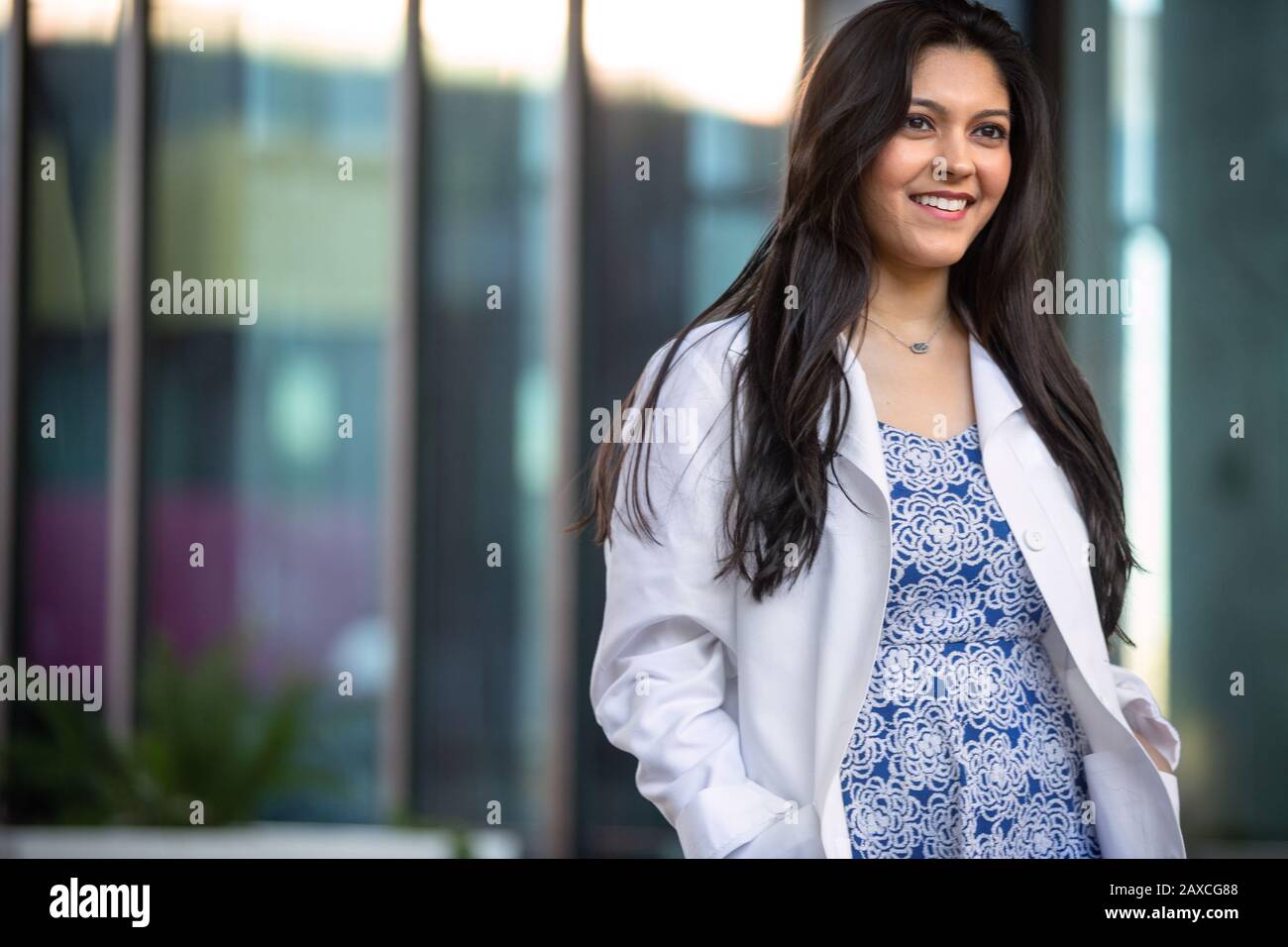 Medical practitioner specialist in medicine, physician, dentist, healthcare professional with cheerful smile Stock Photo