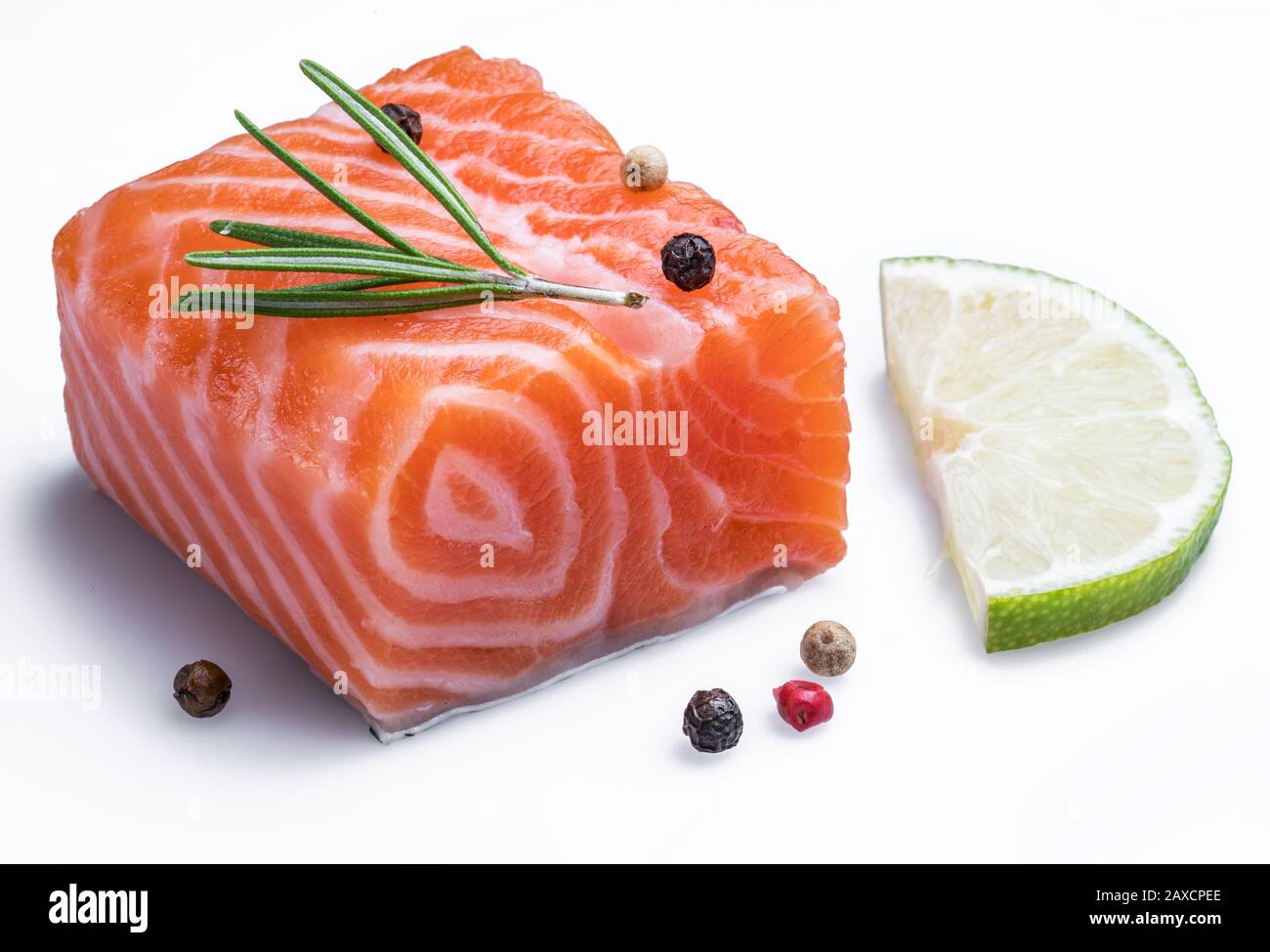 Fresh raw salmon fillet isolated on white background Stock Photo - Alamy