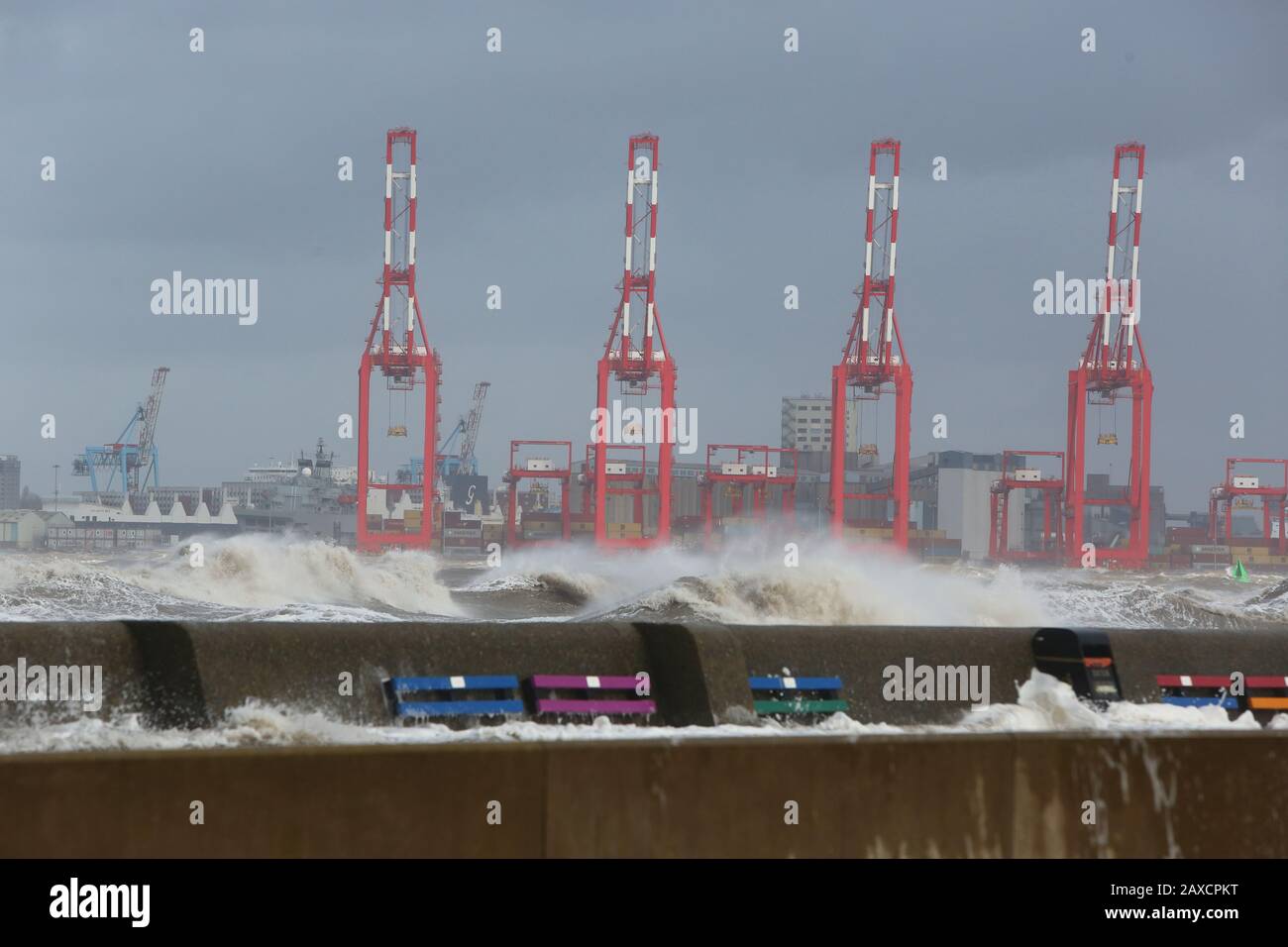 Liverpool,Uk stormy day on the river mersey as storm dennis is named for weekend credit Ian Fairbrother/Alamy Stock Photos Stock Photo