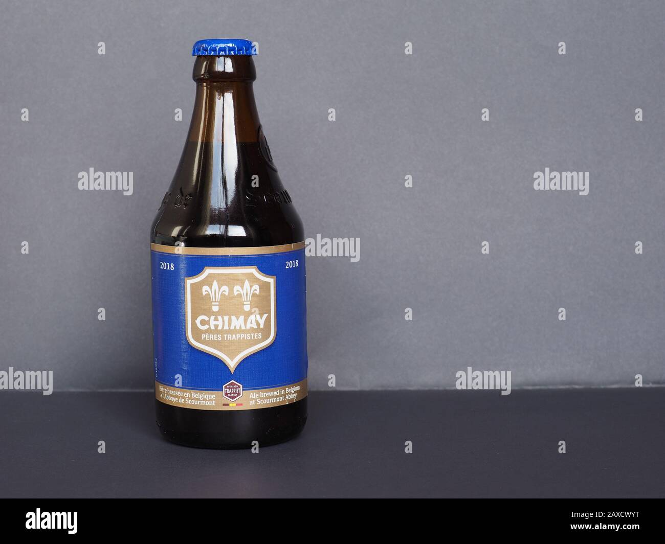 CHIMAY, BELGIUM CIRCA JANUARY 2020 Chimay beer bottle Stock Photo