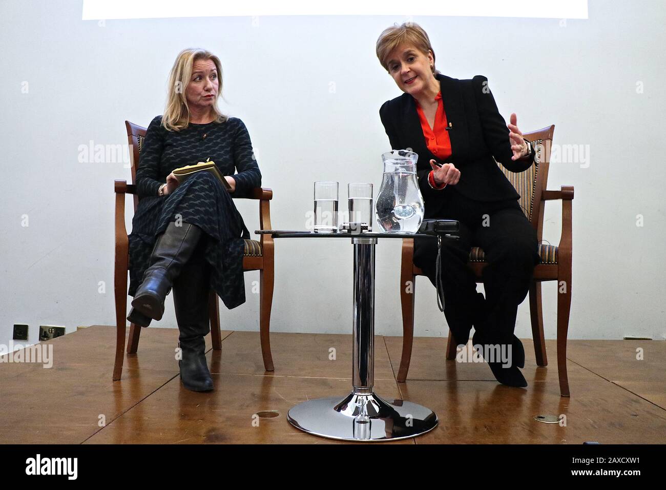 Scottish MP Nicola Sturgeon addresses foreign Press Association 11 February 2020 at Royal Academy , London , UK . the Scottish National Party ( SNP) continues to campaign for a second referendum of Scottish independence ... Stock Photo