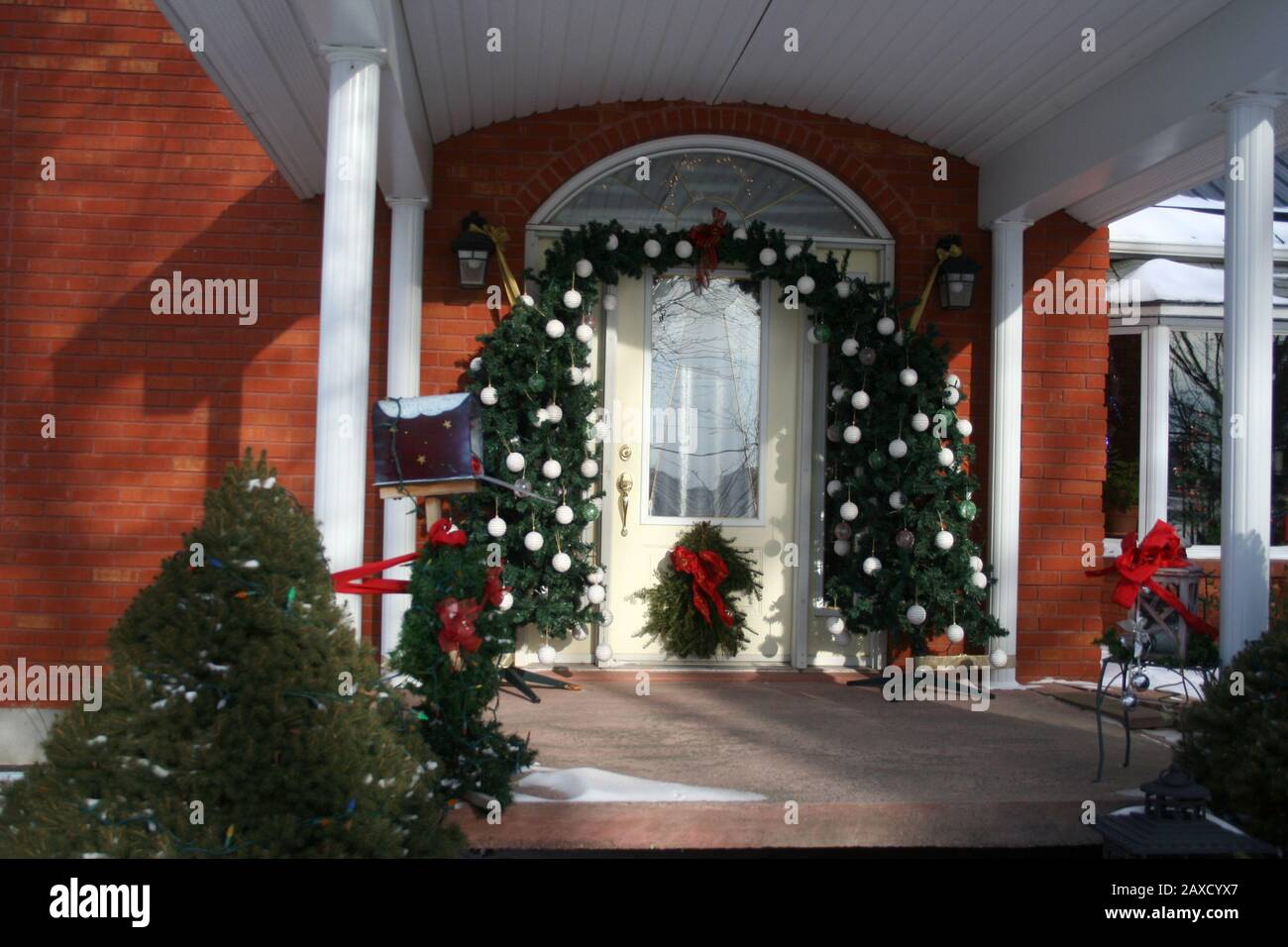 Incredible house with 85 Christmas trees Stock Photo