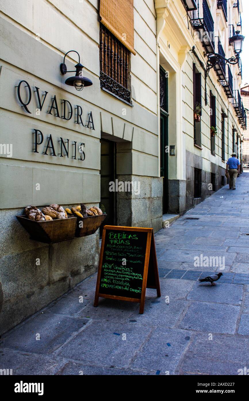 Cafe on a street in Madrid Stock Photo