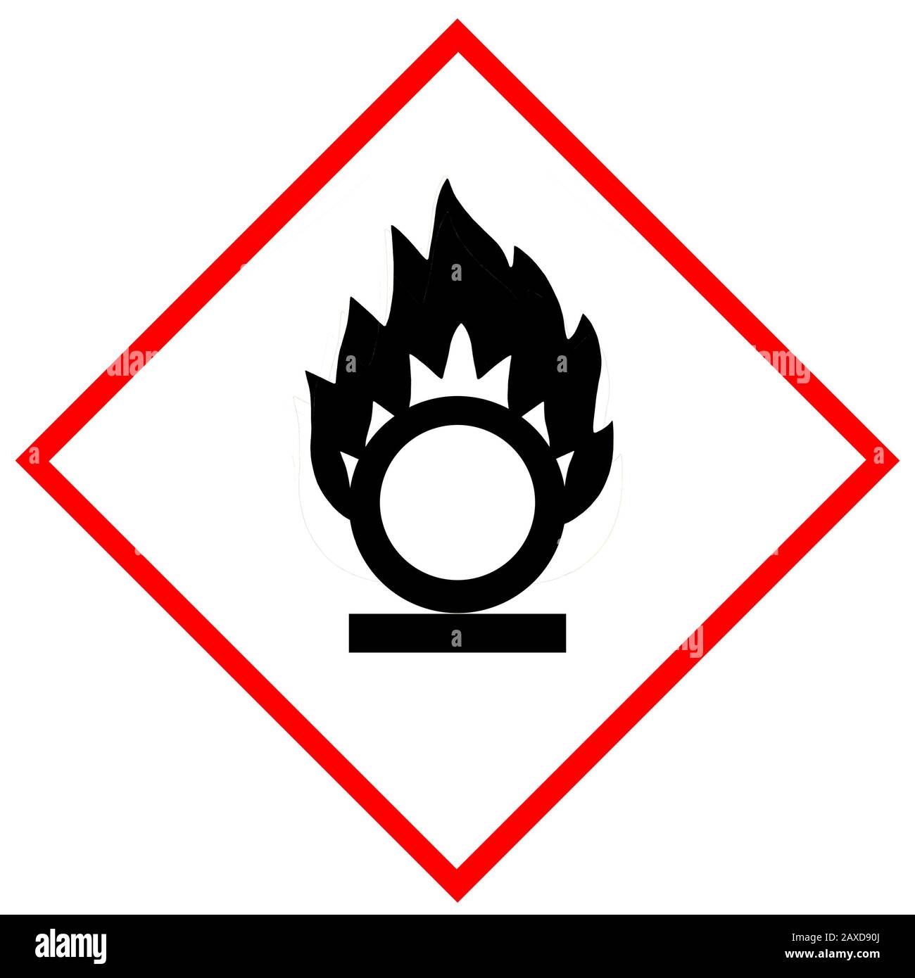 Oxidising gases, oxidising liquids, oxidising solids warning sign Stock Photo
