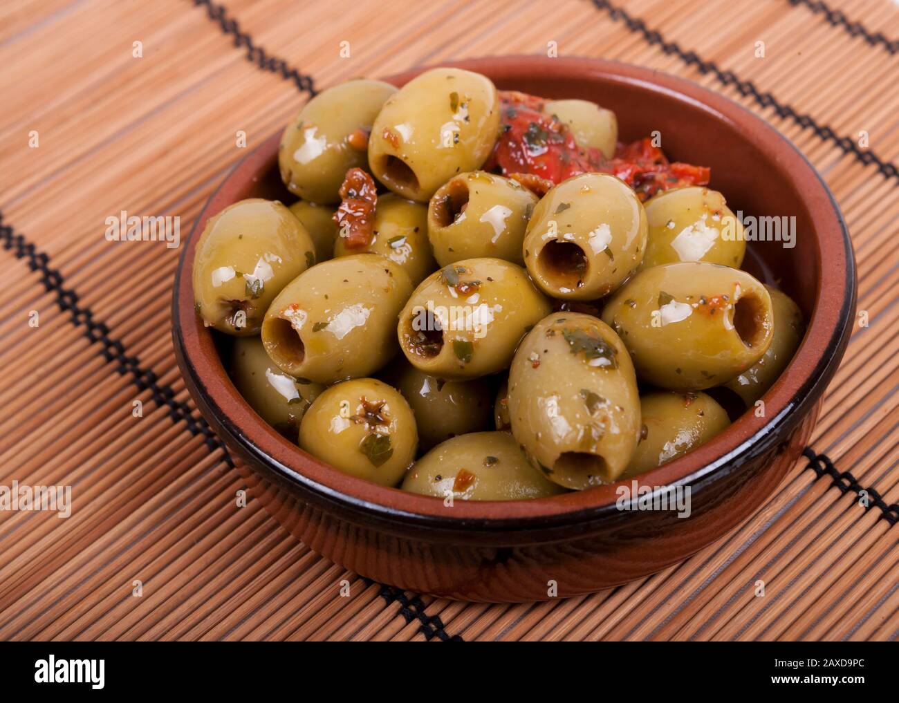 terracotta bowl of olives Stock Photo Alamy