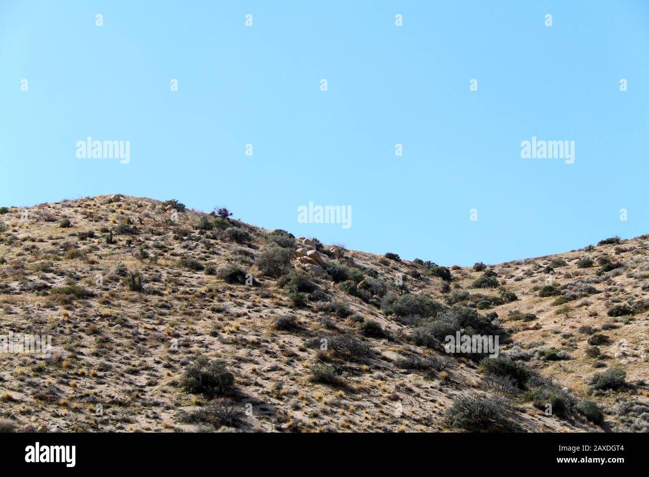 a sunny blue sky and mountain top ridge Stock Photo