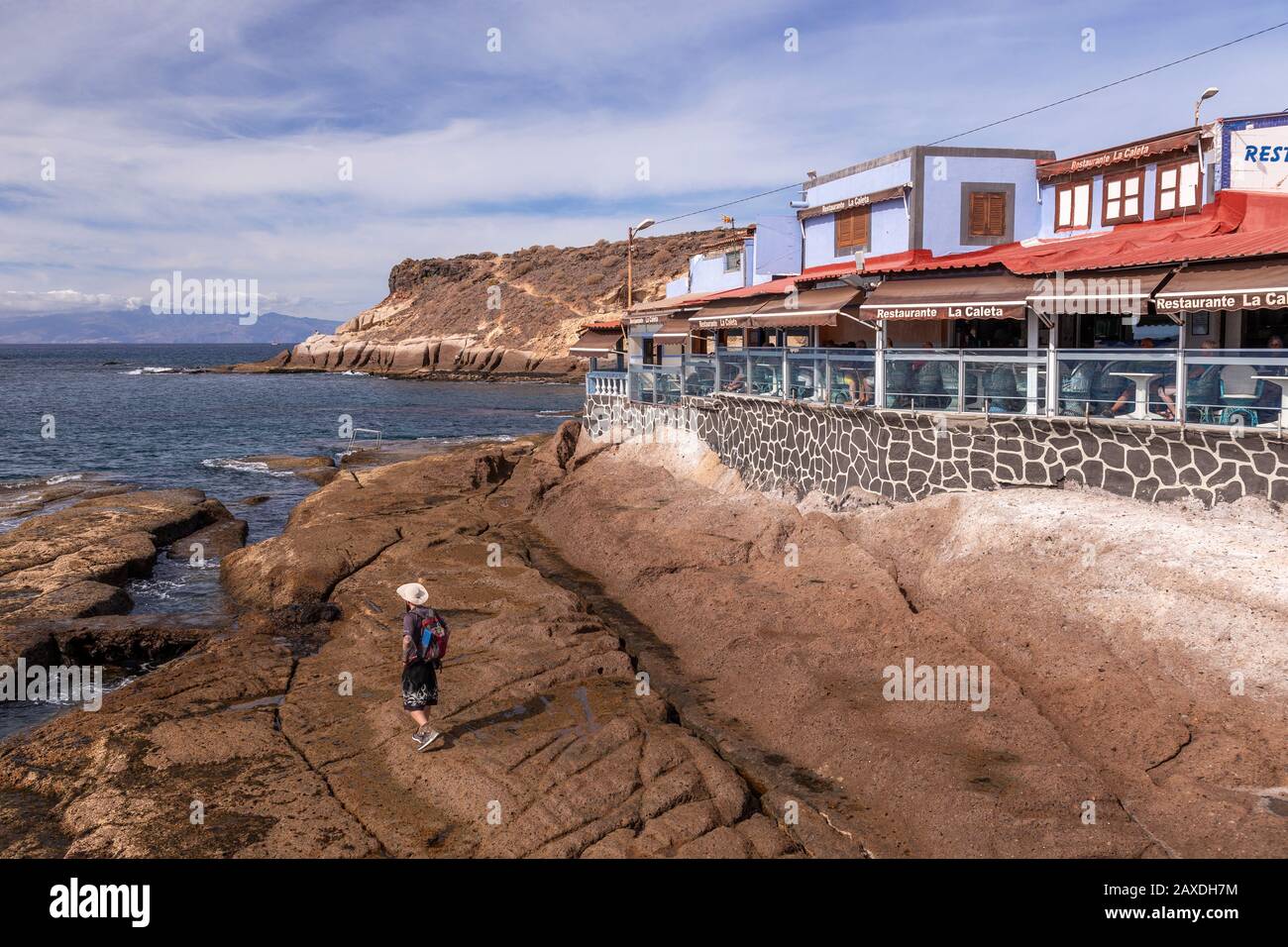 Restaurant at La Caleta, Tenerife, Canary Islands Stock Photo