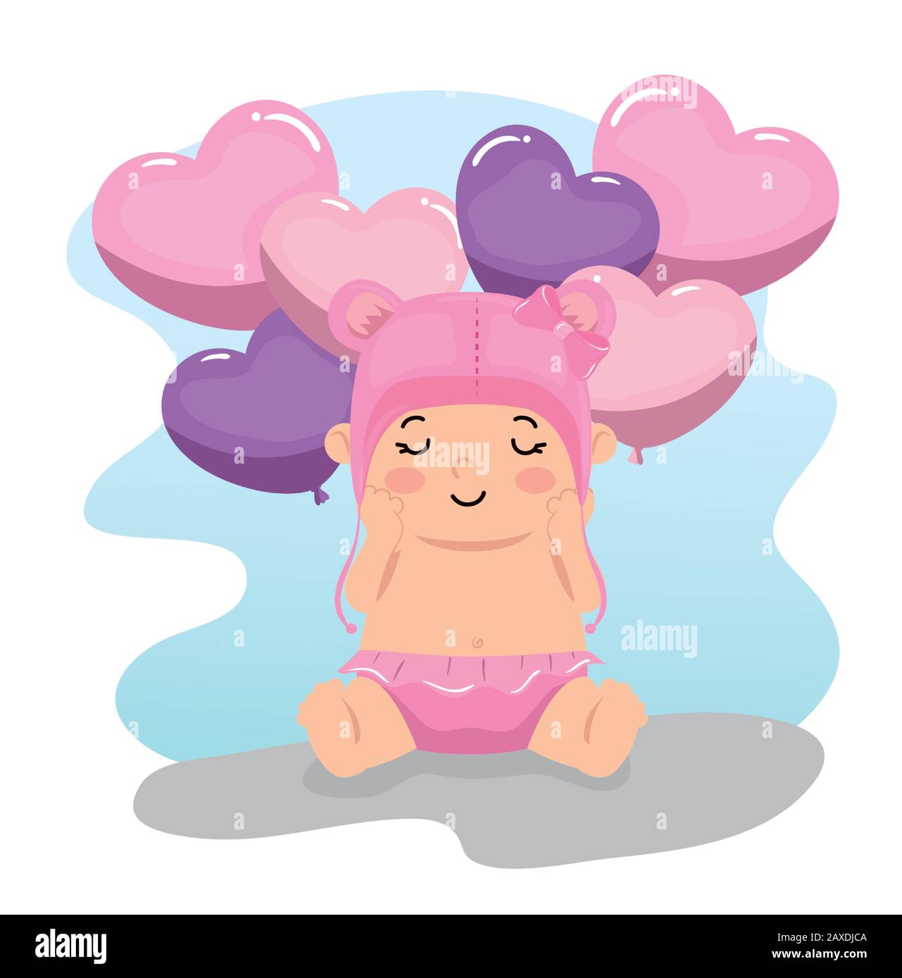 cute little baby girl with balloons helium Stock Vector Image & Art - Alamy