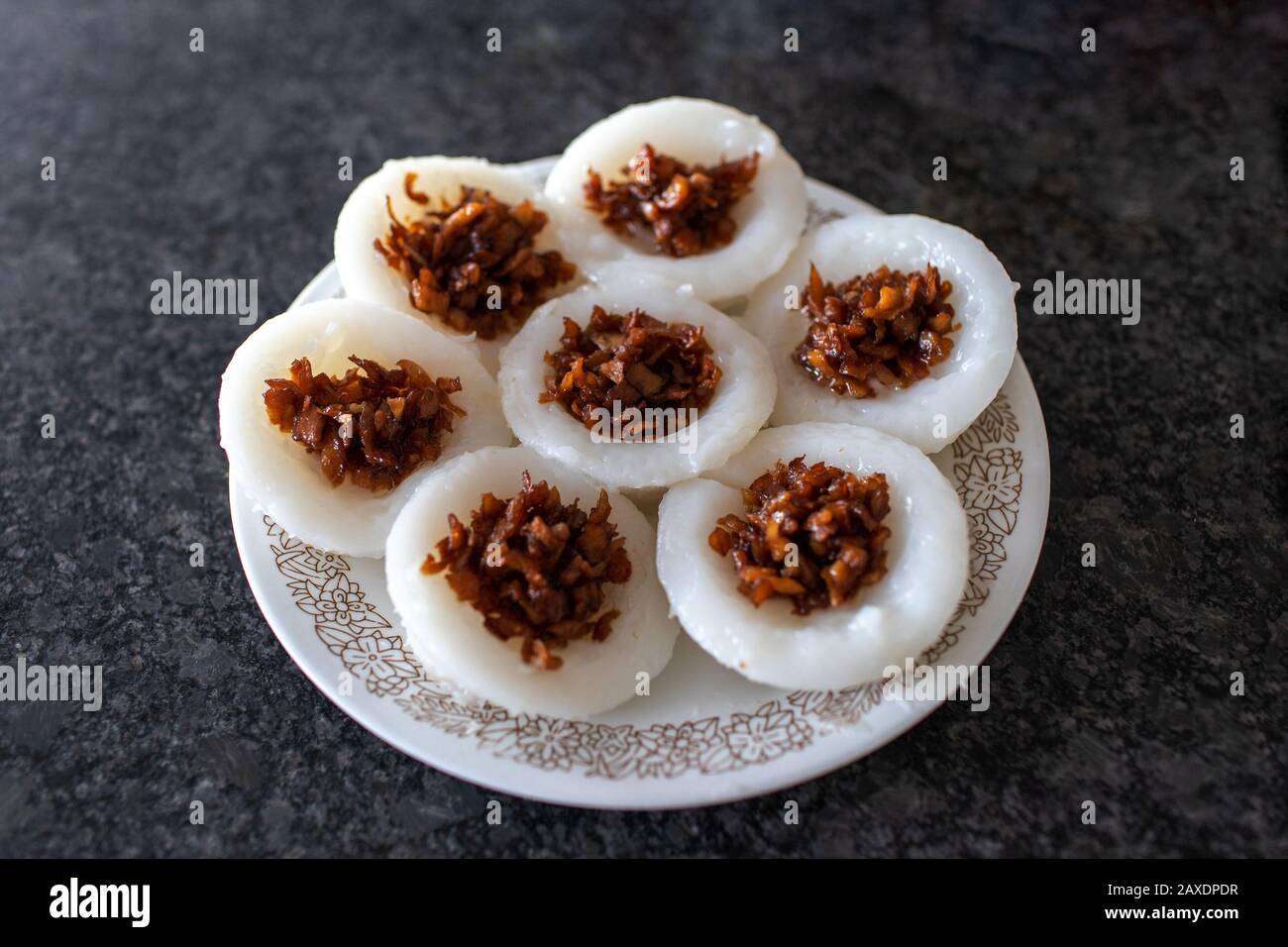 Popular Singapore breakfast food made of steamed rice cake with