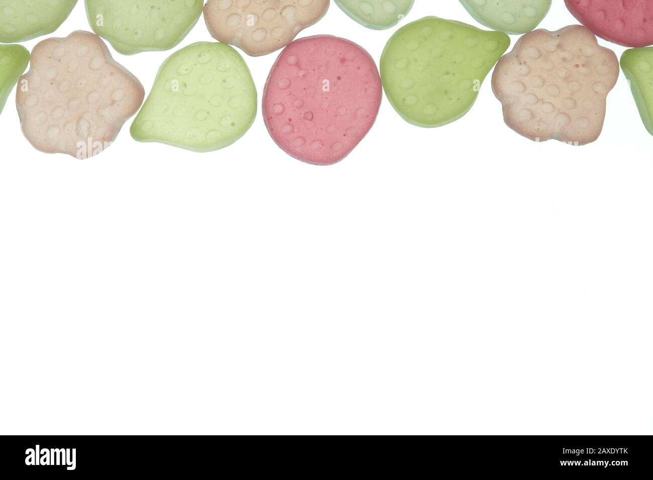 Macro photography of an assortment of colorful pastel jellies Stock