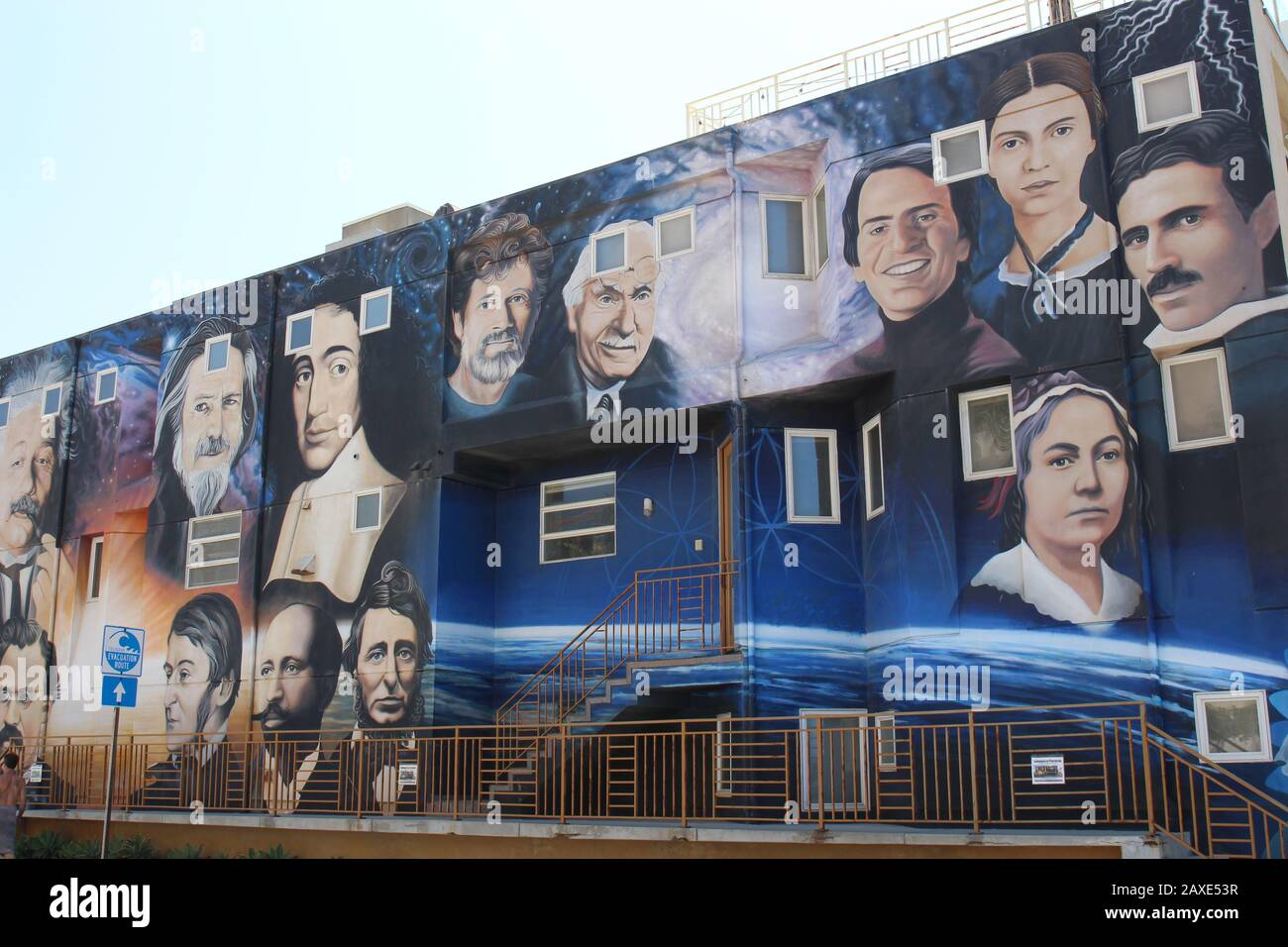 Venice Beach, California , USA - 8/11/2019: The Luminaries of Pantheism Mural by Levi Ponce Stock Photo