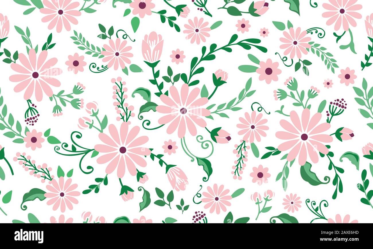 Spring Motiff Seamless Motif of spring floral background, with leaf and flower ...