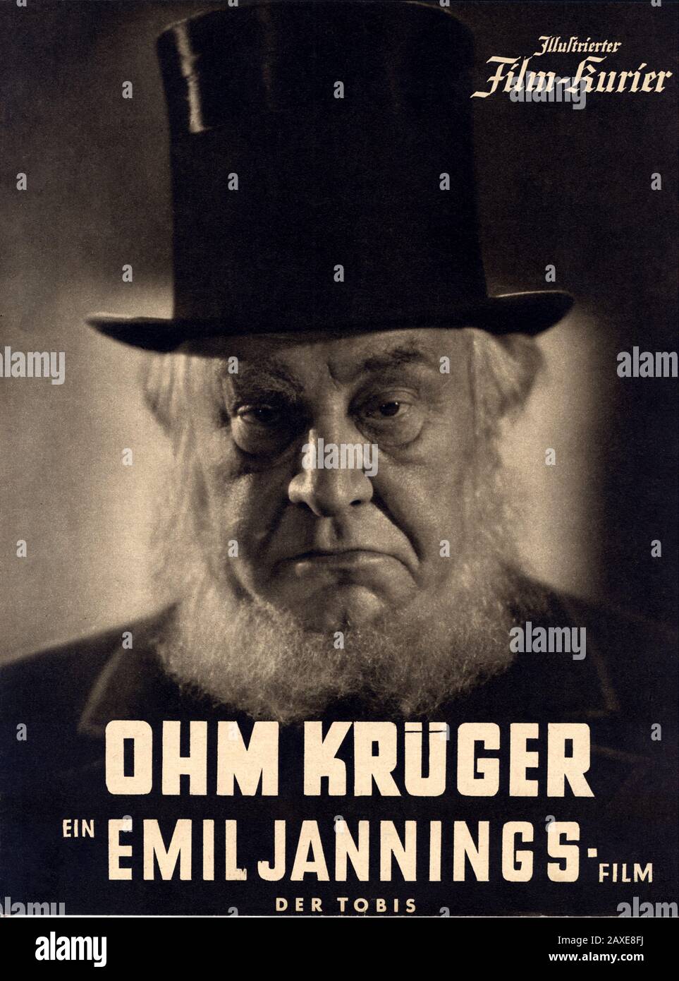 1941 , GERMANY  :  The celebrated movie actor EMIL JANNINGS ( 1884 – 1950 ) in   OHM KRUGER ( Hom Kruger l'eroe dei Boeri ) by Hans Steinhoff  . Cover of movie program ILLUSTRIERTE FILM-KURIER , 1941 . - ATTORE - MOVIE - FILM - CINEMA  -  portrait - ritratto  - CINEMA NAZISTA - FILM  - locandina pubblicitaria cinematografica - POSTER  - copertina - cover  - NAZISMO - NAZISM - UFA  - beard - barba - top hat - cappello a cilindro ----  Archivio GBB Stock Photo