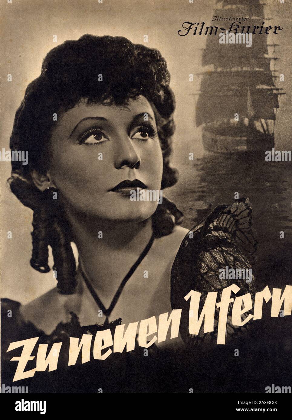 1937 , GERMANY  :  The celebrated swedish movie actress and singer ZARAH LEANDER ( 1907 - 1981 )  in ZU NEUEN UFERN ( La prigioniera di Sidney ) by Douglas Sirk ( Detlef Sierck ), from a novel by Lovis Hans Lorenz . Cover of movie program ILLUSTRIERTE FILM-KURIER , 1937 . - ATTRICE - MOVIE - FILM - CINEMA  -  portrait - ritratto  - CINEMA NAZISTA - FILM  - locandina pubblicitaria cinematografica - POSTER  - copertina - cover  - NAZISMO - NAZISM - UFA  ----  Archivio GBB Stock Photo