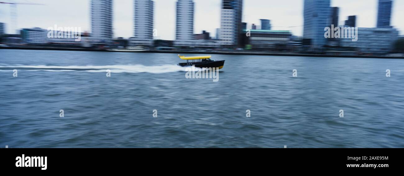 Water taxi on river Maas, Rotterdam, Netherlands Stock Photo