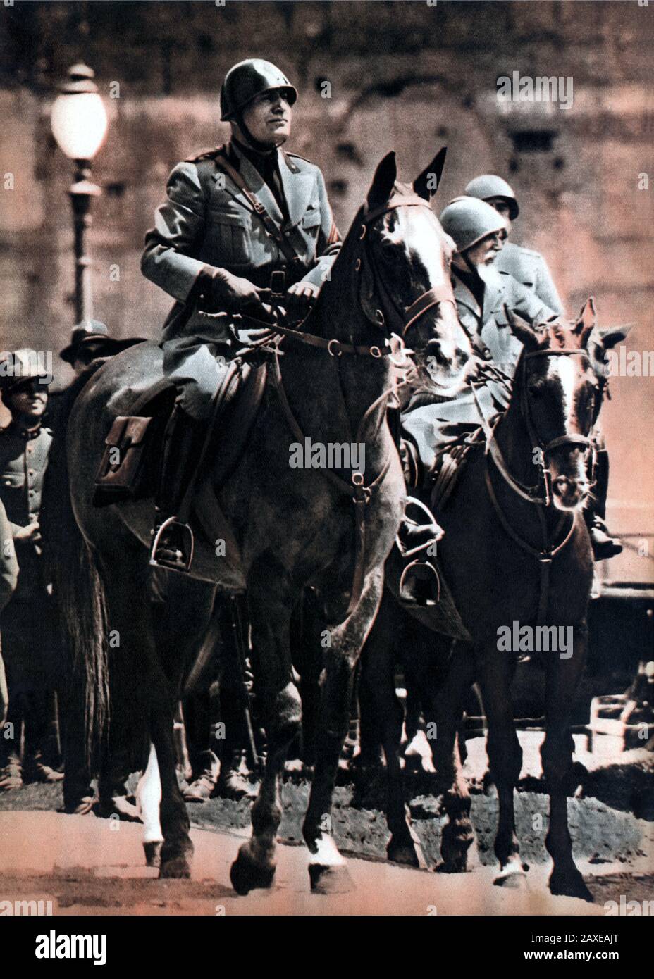 1934 , Roma , ITALY : The italian Fascist Duce BENITO MUSSOLINI rides an horse  - ritratto - portrait - POLITICA - POLITICO -  ITALIA - POLITIC - portrait - ITALY - FASCISMO - FASCISM - FASCISTA - cavallo - cavalcare - cavaliere - cavallerizzo -  ITALIA - ANNI TRENTA - '30 - 30's - stivali - boots - military uniform - divisa uniforme militare  ----  Archivio GBB Stock Photo
